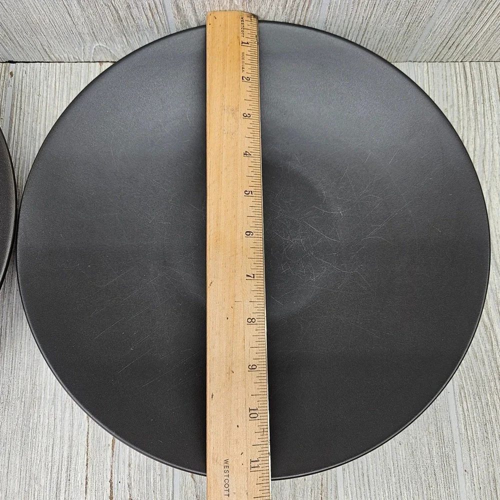 Furio Home Worldview Onyx Thailand Matte Black Large Dinner Plates Set of 2